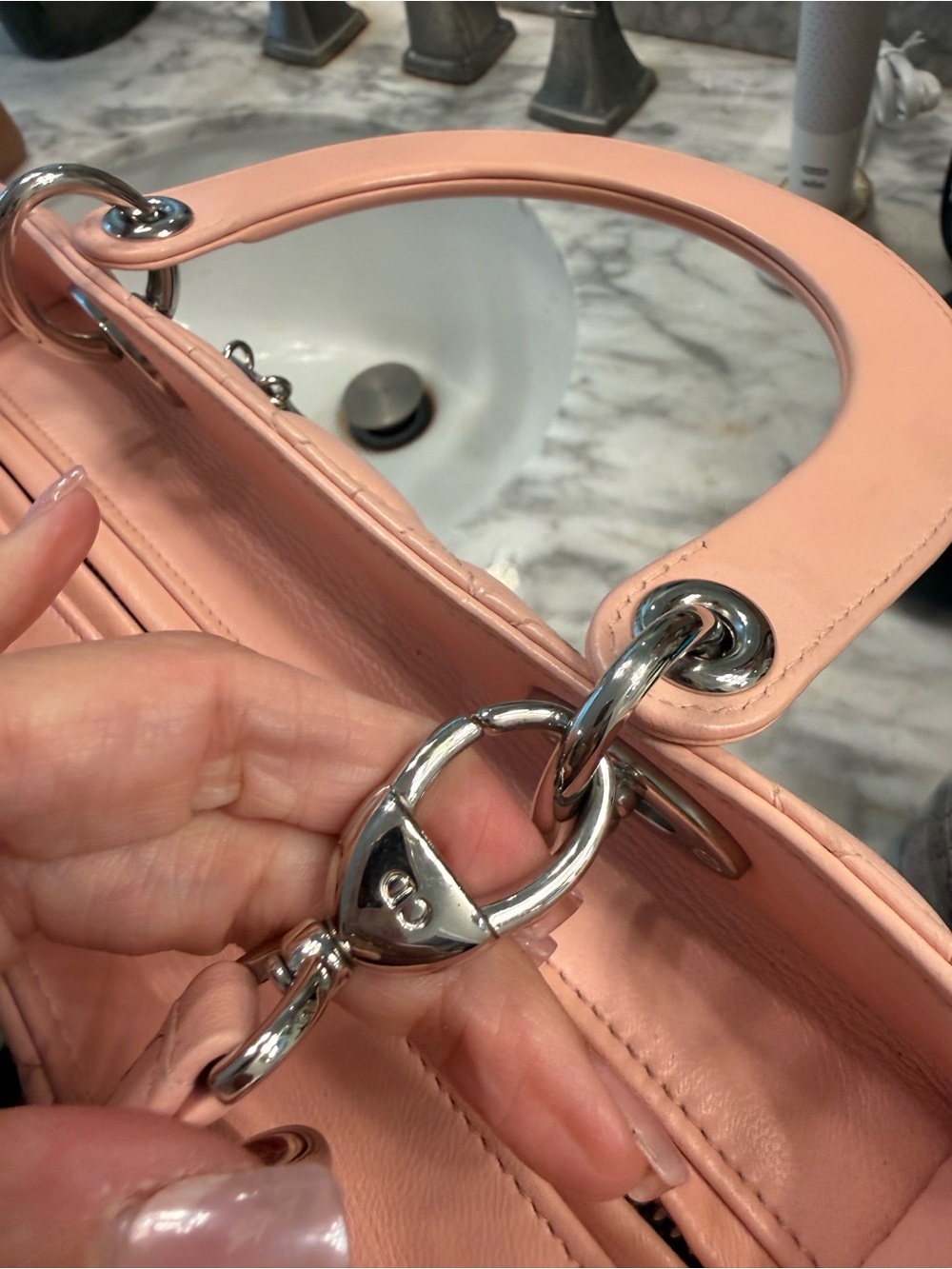 Dior Pink Quilted Leather Lady Dior with Silver Hardware - Picture 7 of 7